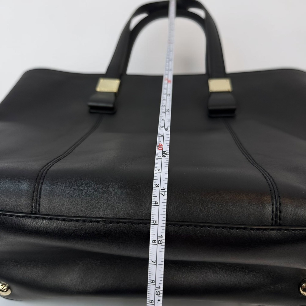 Cole Haan Black Leather Tote Bag New Gold Hardware Zip Top Handbag - Picture 9 of 9